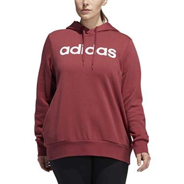 Imagem de adidas Moletom com capuz feminino Essentials Linear Overhead, Legacy Red/White, 1X