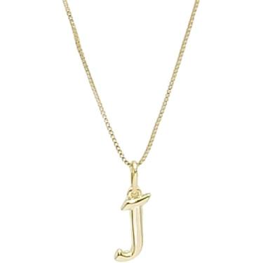 Imagem de Colar Feminino com Letra Inicial – Pingente Personalizado Elegante – Corrente Semi Joia Banhada a Ouro 18K – Presente Sofisticado para Mulher - Stella Vilela Semi Joias (J)