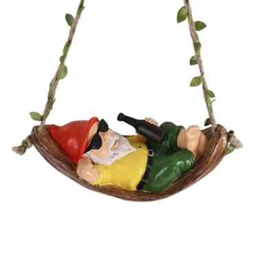Imagem de GrivSheen Estátuas de gnomo de jardim ao ar livre – decorações de gnomos de jardim de resina para pátio, varanda, árvores, quintal, estatuetas de jardim engraçadas para decoração de troncos de árvores