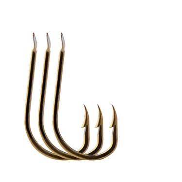 Imagem de GRFIT Ganchos de pesca 100 peças de anzol de pesca de aço de alto carbono 1#-10# gancho único ganchos redondos curvados ganchos dourados ganchos de peixe (cor: tamanho 2)