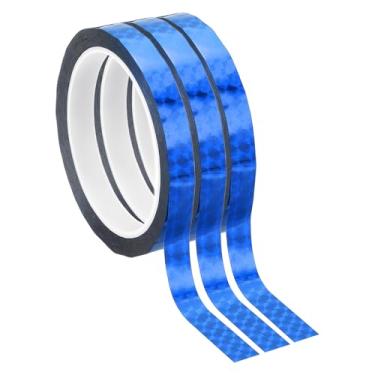 Imagem de PATIKIL Fita de filme de poliéster metalizada 1/2 polegada x 55 jardas, 3 peças de fita decorativa metálica azul a laser fita adesiva espelhada para detalhes de parede artes gráficas acabamento de