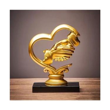 Imagem de hezhuhe2258 Ornamentos de mesa luxuosos criativos para exibição de casa decorações de sala de estar refrigerador de vinho ornamentos de entrada de escritório artesanato de mesa (ouro)