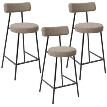 Imagem de Kit 03 Banquetas Baixa Para Cozinha Sala De Jantar Bar Bancada Milão L