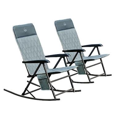 Imagem de TIMBER RIDGE Cadeira de balanço portátil de balanço com encosto alto dobrável de 3 níveis para acampamento, pátio, jardim, suporta 136 kg, cinza - pacote com 2