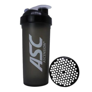 Imagem de Coqueteleira Shakes Academia Compartimento Suplementos Fit (Preto e Branco)