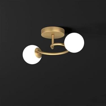 Imagem de KSSTEVNBD Luminária de teto de latão de vidro de leite semi embutida luminária de teto moderna de banheiro de meados do século antigo quarto perto de luz de teto para sala de estar cozinha corredor