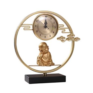 Imagem de Relógio de mesa vintage relógio de mesa moderno e leve de luxo ornamentos de relógio de moda para casa relógio de escritório para sala de estar relógio criativo relógio de prateleira de Buda sentado