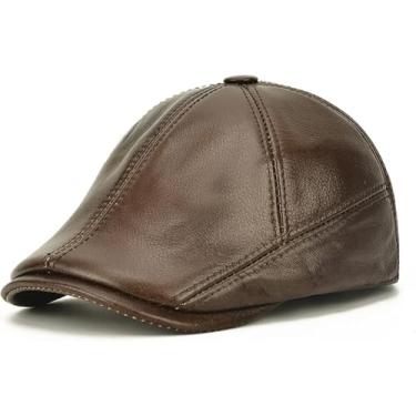 Imagem de Boné Masculino Flat Cap Ajustável Jornaleiro Cap Tiro Dirigindo Chapéu Duckbill Ivy Irish Flat Hat, Brown, One Size