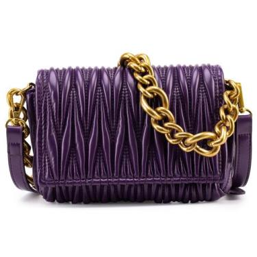 Imagem de Bolsa de mão Bolsa tiracolo em material sintético roxo acolchoado - Li