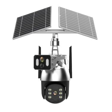 Imagem de Câmera de segurança solar externa, zoom de 6 mm, detecção de movimento PIR, áudio bidirecional, visão noturna, bateria de 9600 mAh, IP65 (4G, zoom de 6 mm)