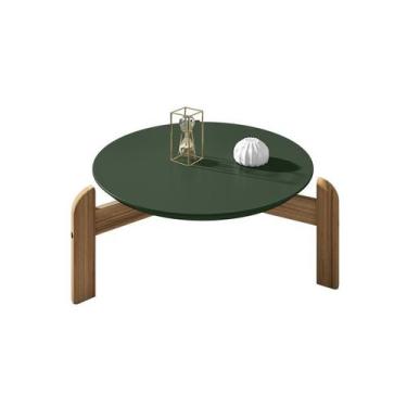 Imagem de Mesa De Centro Redonda Lizz - JM3 - JM3 MÓVEIS, Verde Oliva/Cedro
