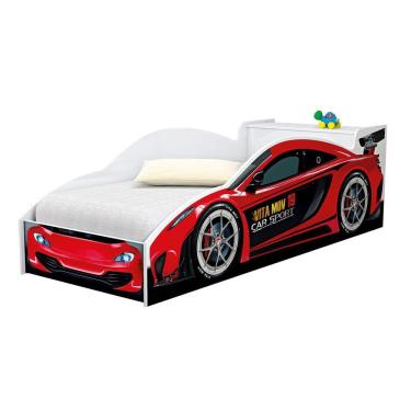 Imagem de Cama Carro Infantil Vermelho Com Baú