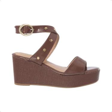 Imagem de Sandália Anabela Plataforma Salto Tachas Boho Tramado Casual - Stessy 