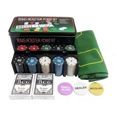 Imagem de Kit Lata de Poker Jogo de World Profissional 200 Fichas Numeradas Comp