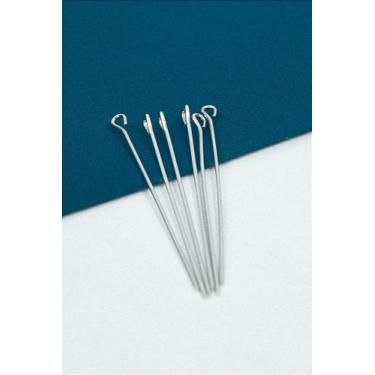 Imagem de Alfinete Contra Pino 5Cm Aço Inox - 100 Peças para Bijuterias - no-bra