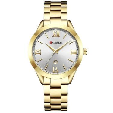 Imagem de Relógio Feminino Curren 9007 Dourado/Prata Aço