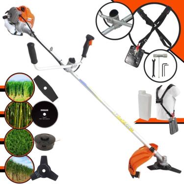 Imagem de Roçadeira Multifunções Vulcan VR430P Motor 2T 43cc 10.000rpm 1,7HP de Potência Com Carretel Nylon e Faca 3 Pontas + Faca 2 Pontas + Faca 80 Dentes