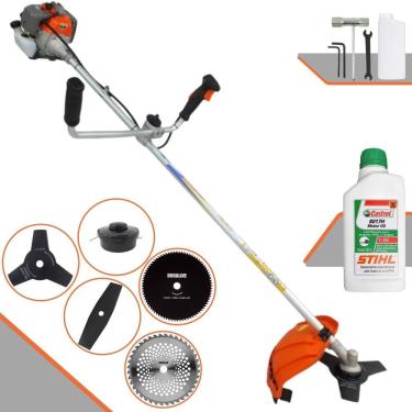 Imagem de Máquina de Cortar Grama Vulcan VR330-P À Gasolina 33cc 1,2HP 10.000rpm Roçadeira Com Guidão Anti-Vibração 5 Opções de Cortes + ÓLEO STIHL 2 Tempos