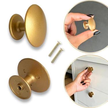 Imagem de Puxador Retro em metal Zamac p/ Móveis - Dourado Fosco 4 un. - Compras