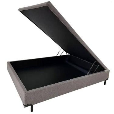 Imagem de Base Box Baú Carioca Casal Tecido Suede 30x138x188 Bio Flex Cor Cinza