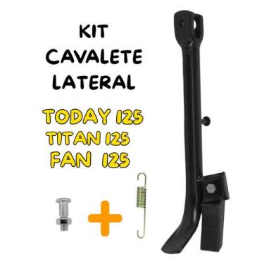Imagem de Kit Cavalete Descanso Lateral Pezinho  Honda CG Titan 125 Fan 125 Toda