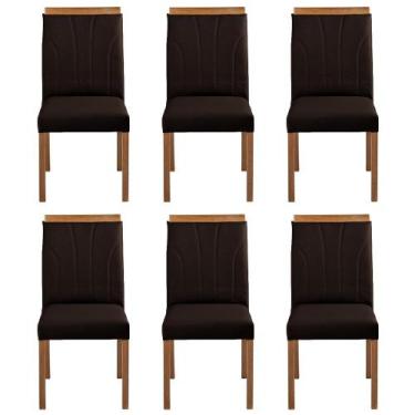 Imagem de Kit 6 Cadeiras Decorativas Sala de Jantar Luxo Analice Facto Marrom - 