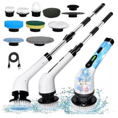 Imagem de Esfregão Escova Limpeza Elétrico Giratório 9 Em 1 Cabo