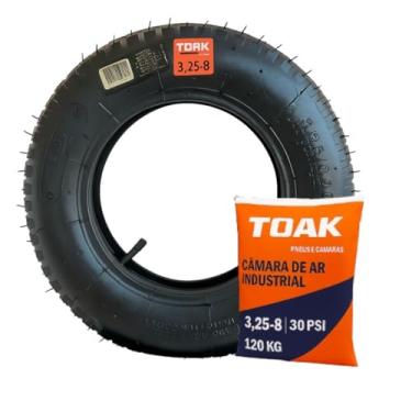 Imagem de kit Pneu + Câmera de Ar 3.25/8 de 2 lonas da TOAK, Carrinho de mão, Carriola, Carrinho de carga de Plataformas Industrial