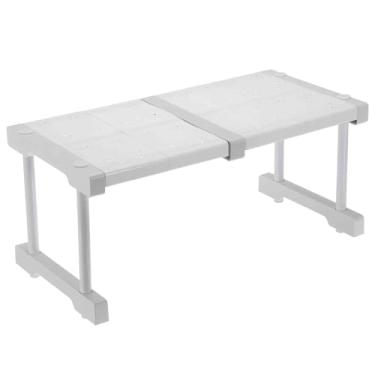 Imagem de HARFINGTON Prateleira expansível de tensão de 37 a 48 cm, organizador de armário ajustável, 56 x 24 cm, prateleira de armazenamento de mesa com padrão de flores para guarda-roupa, cozinha, quarto