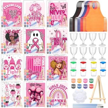 Imagem de Sherr 96 peças, 12 conjuntos de tela pré-desenhada, kit de pintura para artesanato, sorvete e pintura para adultos, lembrancinha de pintura em tela pré-impressa para presentes de aniversário