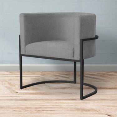 Imagem de Poltrona Decorativa Consultório Luna Suede Base Preta - Straso Móveis,