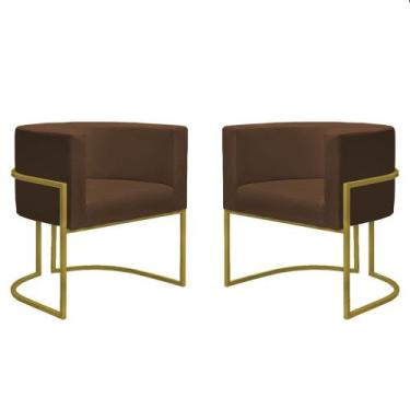 Imagem de Kit 2 Poltronas Decorativa Escritório Luna Base Dourada - Straso, Sued
