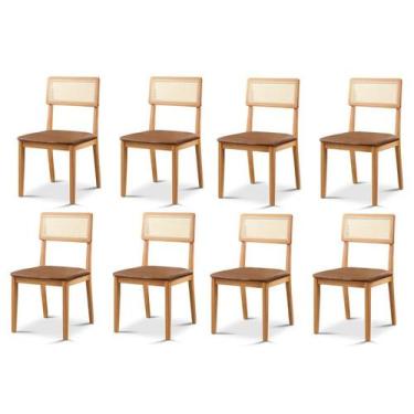 Imagem de Kit 8 Cadeiras de Jantar com Encosto de Telinha Ava - Zurc Decor