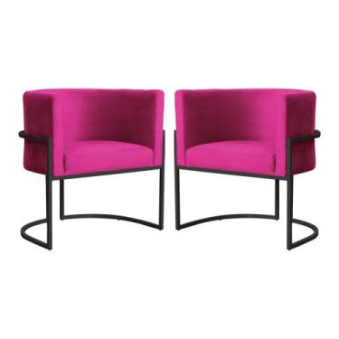 Imagem de Kit 2 Poltronas Decorativa Base Preta Luna Veludo Cores - Straso Móvei