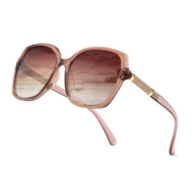 Imagem de Óculos de sol modernos para mulheres, lentes polarizadas quadradas, armação brilhante para compras Tarvel, Marrom/Marrom, Standard Adult Size