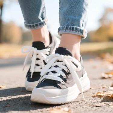 Imagem de Cadarços grossos grossos e felpudos: cadarços planos peludos de pelúcia para tênis - 1 par, 16 mistura amarela cáqui, 47 inch(120CM)