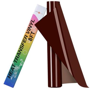 Imagem de HTVRONT HTV Rolls Vinil de transferência de calor - Folhas HTV marrons de 30,5 cm x 2,4 m para camisas, ferro em vinil para todas as máquinas de corte - Fácil de cortar e remover ervas daninhas para