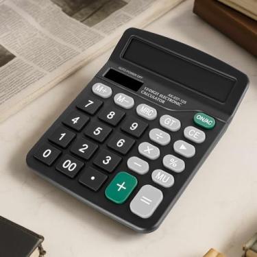 Imagem de Calculadora de tela digital de 12 dígitos, visor LCD, botão de buffer embutido e hibernação automática | Essencial para escritórios e escolas (preto)