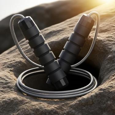 Imagem de Corda de pular profissional alça de espuma ajustável para homens e mulheres corda de pular de aço equipamento de exercícios de ginástica em casa, preto