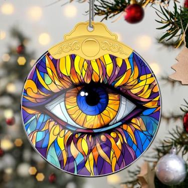 Imagem de Enfeites de Natal pendurados em cristal para olhos, enfeites de árvore de Natal feitos à mão, decoração de carro e casa - presentes de Natal, decoração de artesanato em acrílico, ideias de troca de