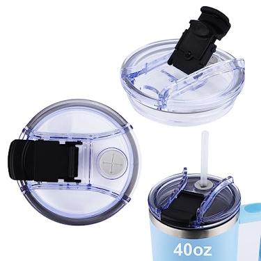 Imagem de 2 peças de tampa de substituição para Stanley Quencher, tampas de copo de viagem sem derramamento, tampas de substituição para copos Stanley Cup 1,134 g, sem vazamento, tampas de reposição de plástico