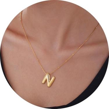 Imagem de Colar com pingente de letra inicial 3D, aço inoxidável, pingente de alfabeto personalizado para uso diário e, F, Aço inoxidável, Sem Pedra Preciosa