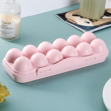 Imagem de Porta-ovos colorido para geladeira, 12 recipientes para ovos com tampa e alça, organizador empilhável de geladeira com clipe de trava, sem BPA, pacote único para armazenamento de geladeira e cozinha