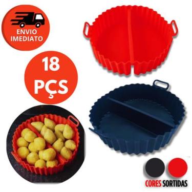 Imagem de Kit Forma Redonda Com Divisoria Silicone Assadeira Para Air Fryer Frit