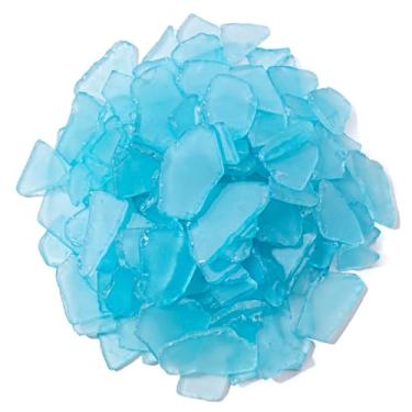 Imagem de Keedolla Vidro marinho caído para artesanato - Peças de vidro marinho azul gelo de 425 g Fosco plano para artesanato DIY, enchimento de vasos, casamentos na praia, aquário e decoração de casa