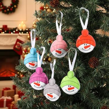 Imagem de Threehoney 24 peças de enfeites de feltro de boneco de neve para árvore de Natal, Papai Noel, boneco de neve, rosto de cabeça, decorações de Natal, enfeites de Natal, decorações de pendurar em árvore