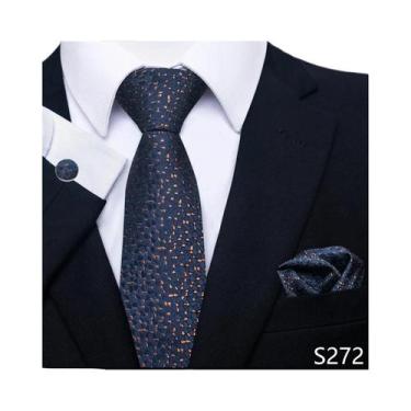 Imagem de Conjunto De Gravata Floral Verde Para Homens Com Abotoaduras E Lenço D