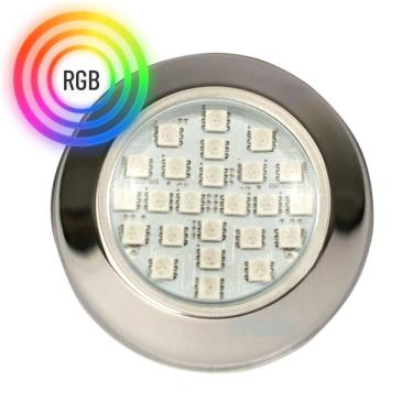 Imagem de Refletor Power Led 5W Rgb Em Inox Iluminação Para Piscina Luz Multicolorida - Brustec