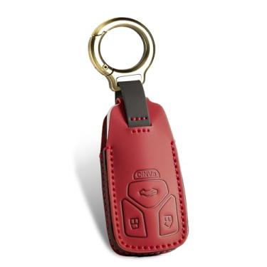 Imagem de Capa de couro Audi Key Fob, capa protetora completa de couro compatível com A3, A4, A5, Q5, Q7, SQ5, TT S5 (VERMELHO)