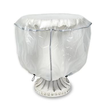 Imagem de IndigoTempest9 Capa de fonte (61 cm x 45 cm) Capa protetora de estátua de fonte de jardim de PVC fosco com cordão protetor de fonte à prova de vento à prova d'água